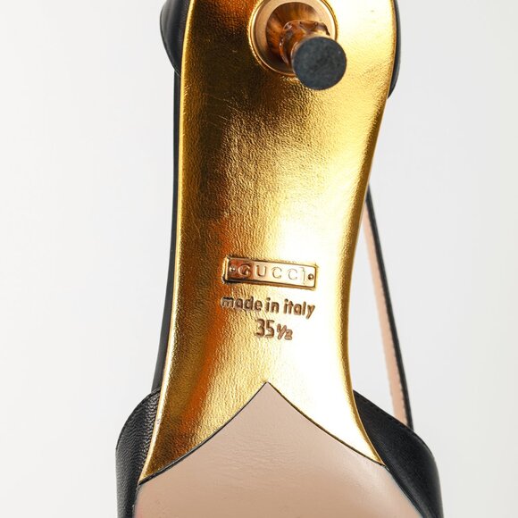 Gucci Unia Black Leather Cherry-Embellished Pointed-Toe Heels - Picture 6 of 10